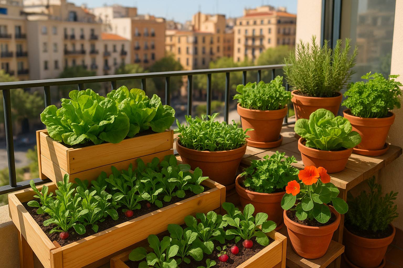 Cultivos que crecen rápido en un huerto urbano